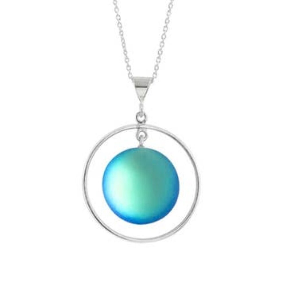 Circle w/ Loop Pendant Sterling Silver Crystal Jewelry